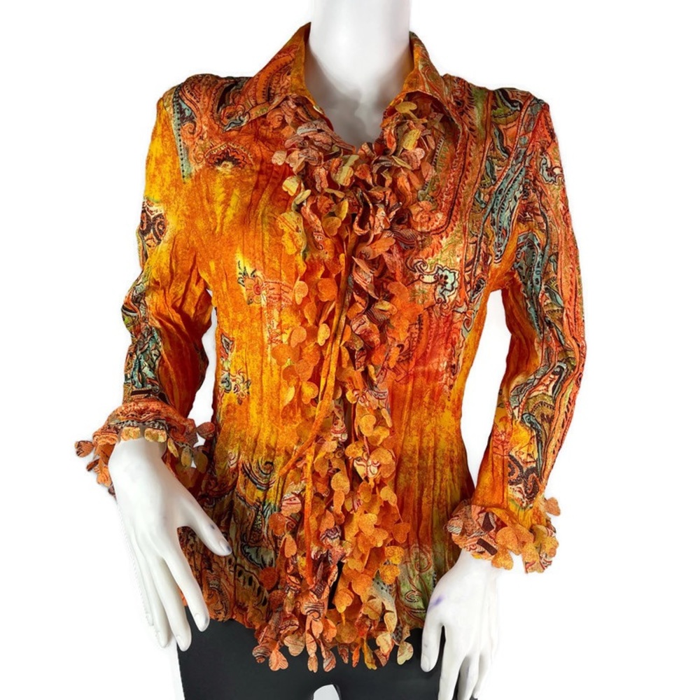 Jaipur Crinkle‎ Long Sleeve Blouse Size L